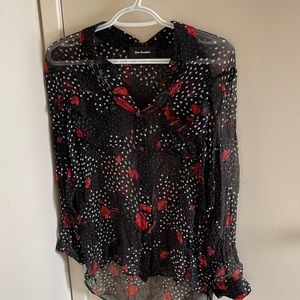 The Kooples long sleeve black silk button up XXS